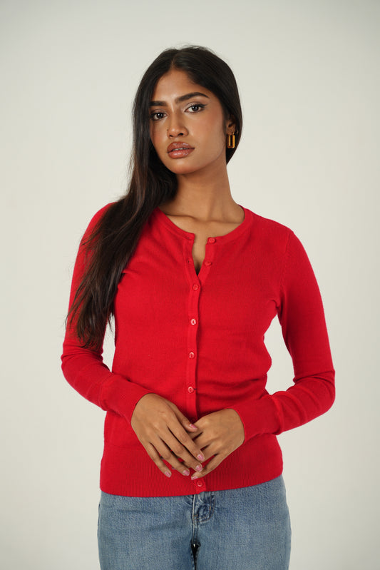 Elia Cardigan in Scarlet