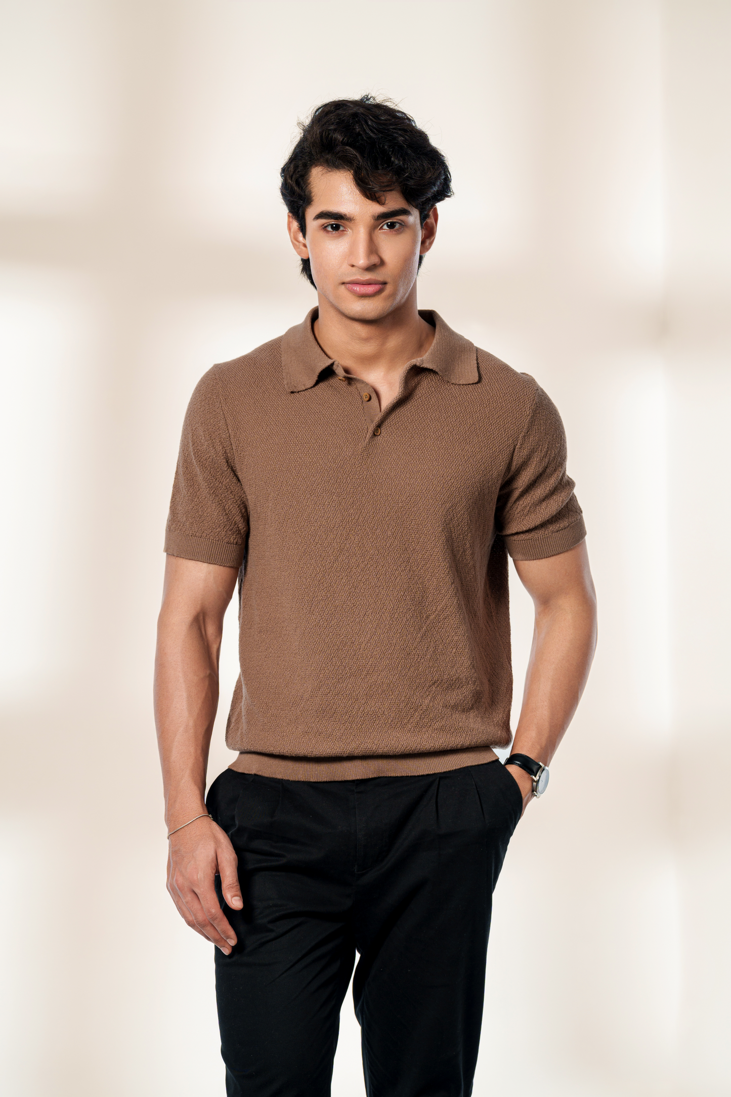 Florence Mocha Knit Polo