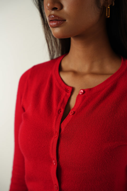 Elia Cardigan in Scarlet