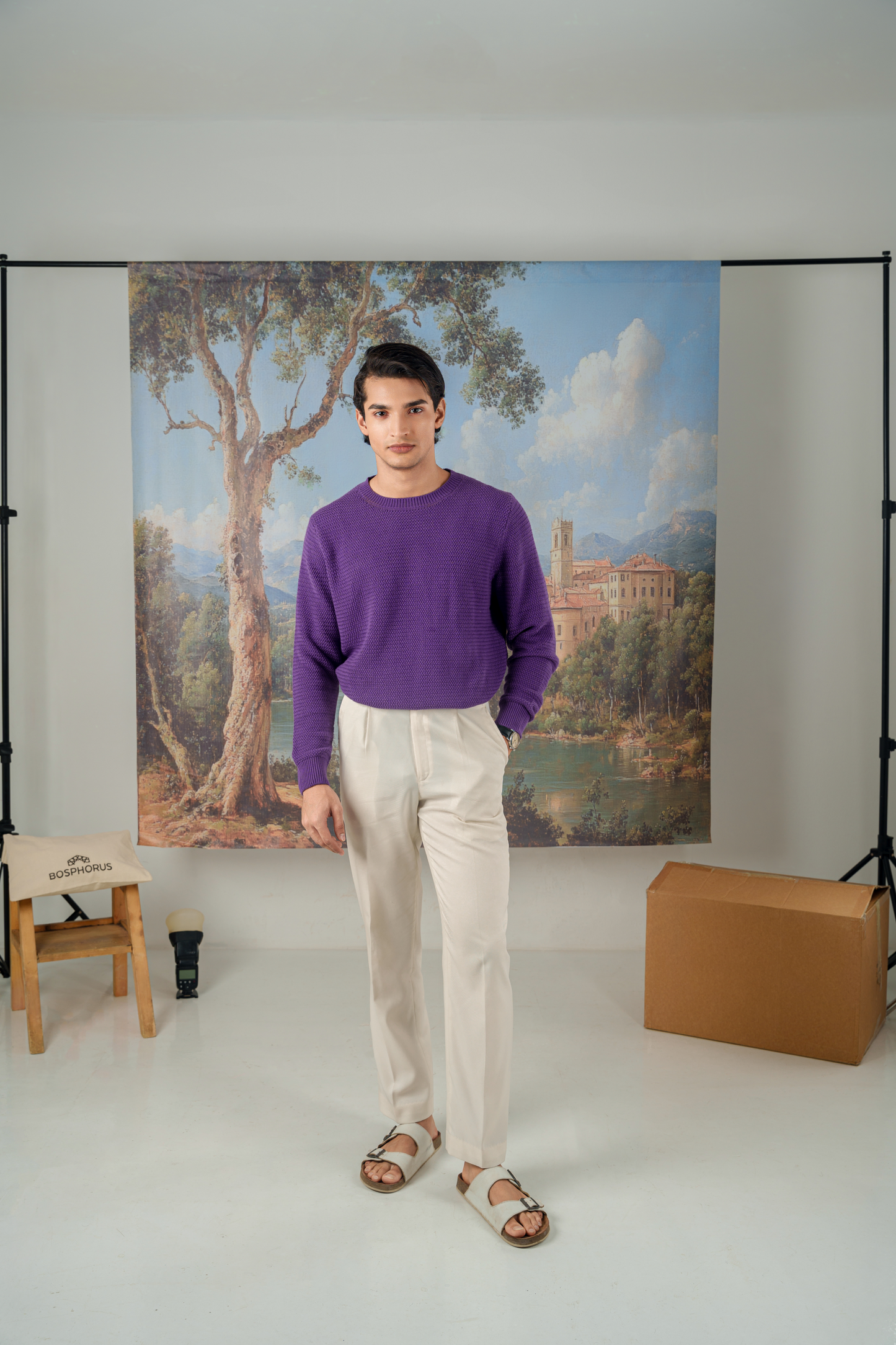 Picasso Waffled Crewneck Sweater