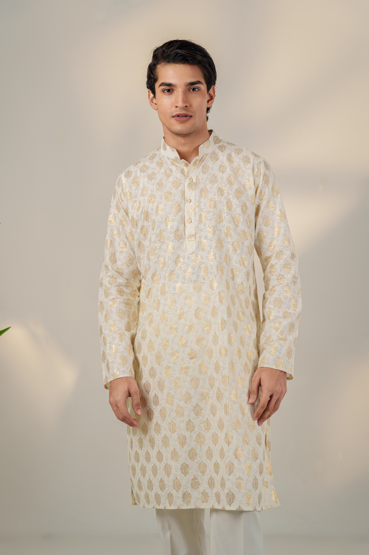 Damask Gold on Ivory Panjabi