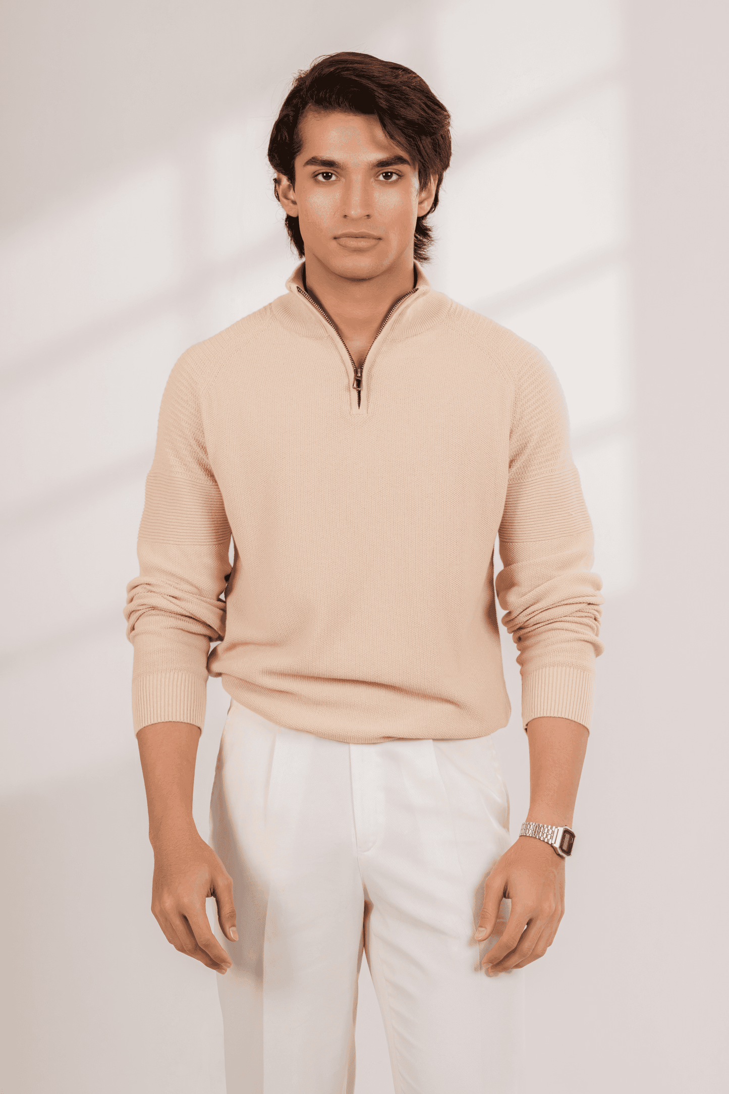 Quarter-Zip Sweater Beige