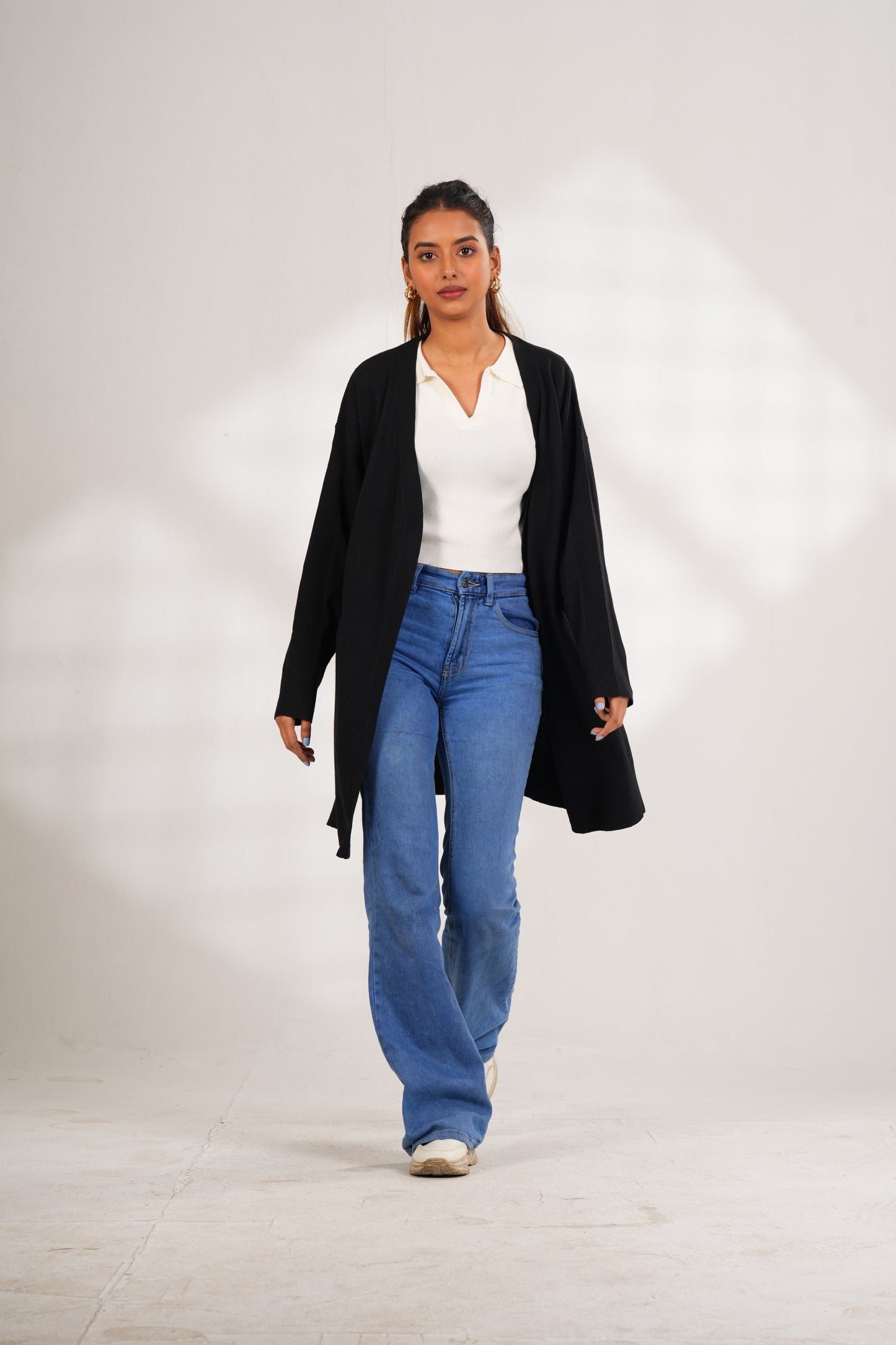 Black longline cardigan