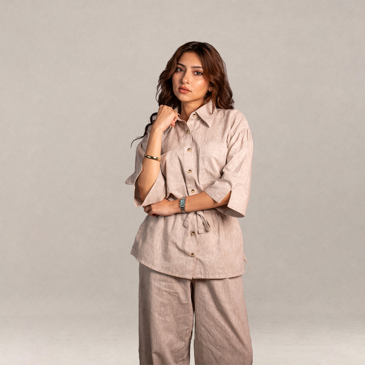 Monaco Draped Co-ord - Sahara Beige
