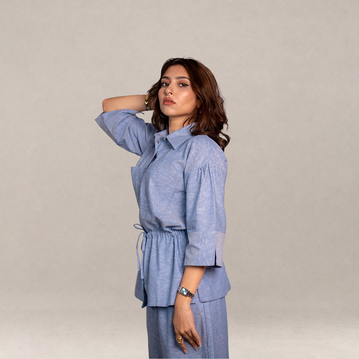 Monaco Draped Co-ord - Skyfall Blue