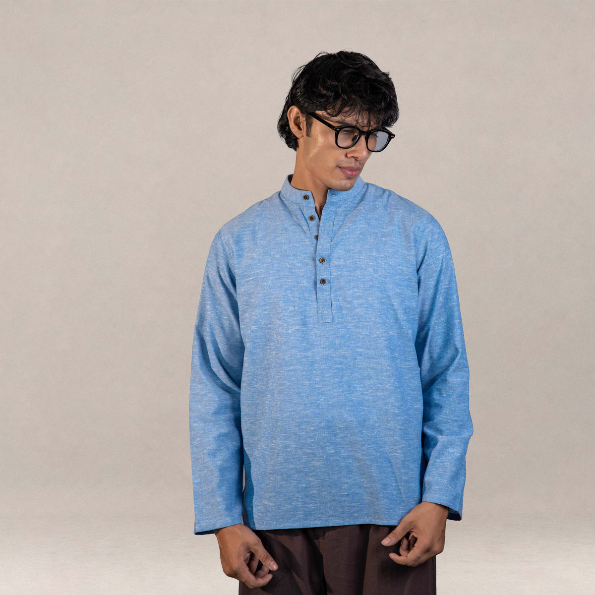 Sorrento Popover Henley Shirt - Skyfall Blue