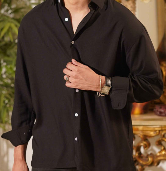 Emilio Jet Black Drape Shirt