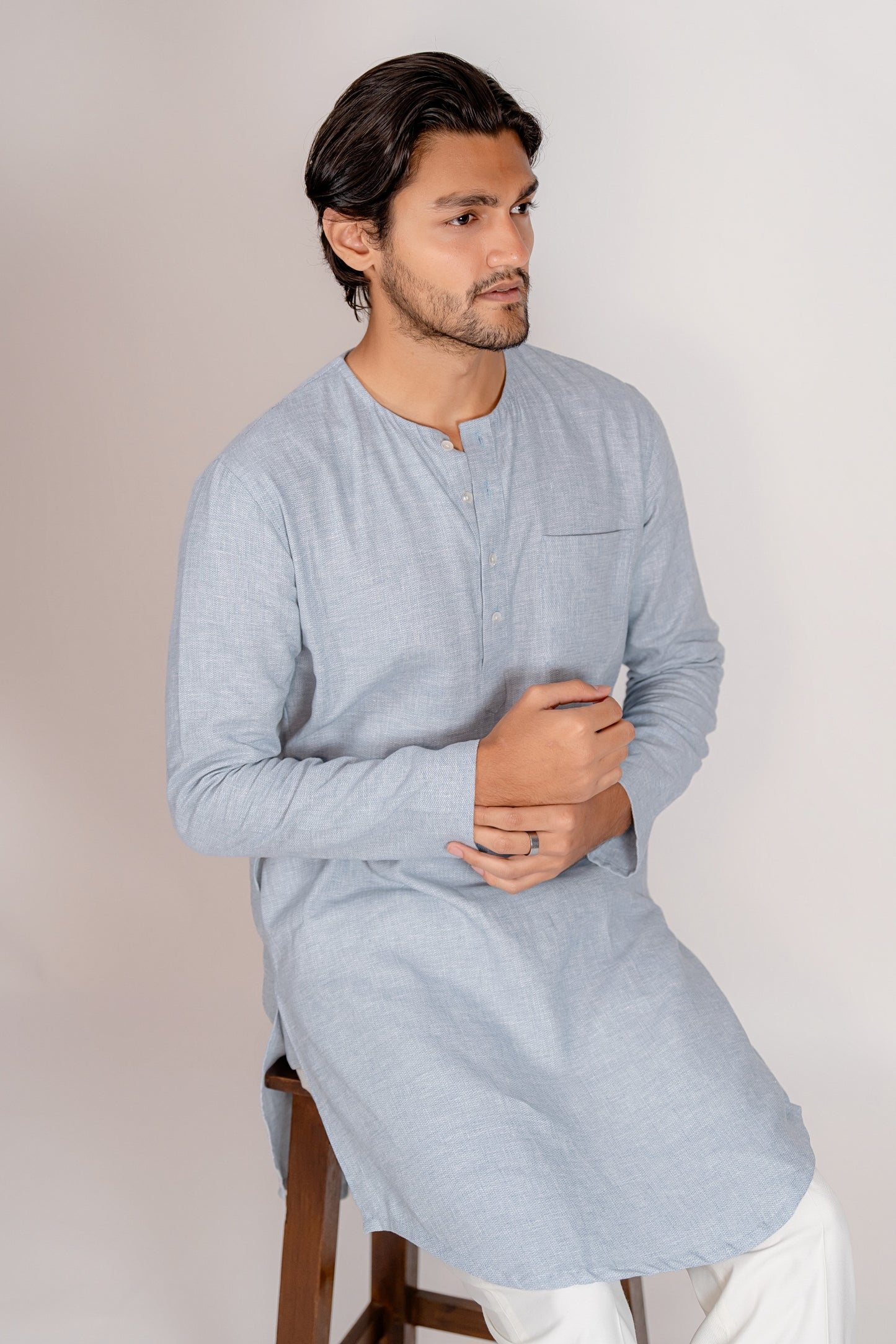 Zayyan Contemporary Kurta - Light Blue
