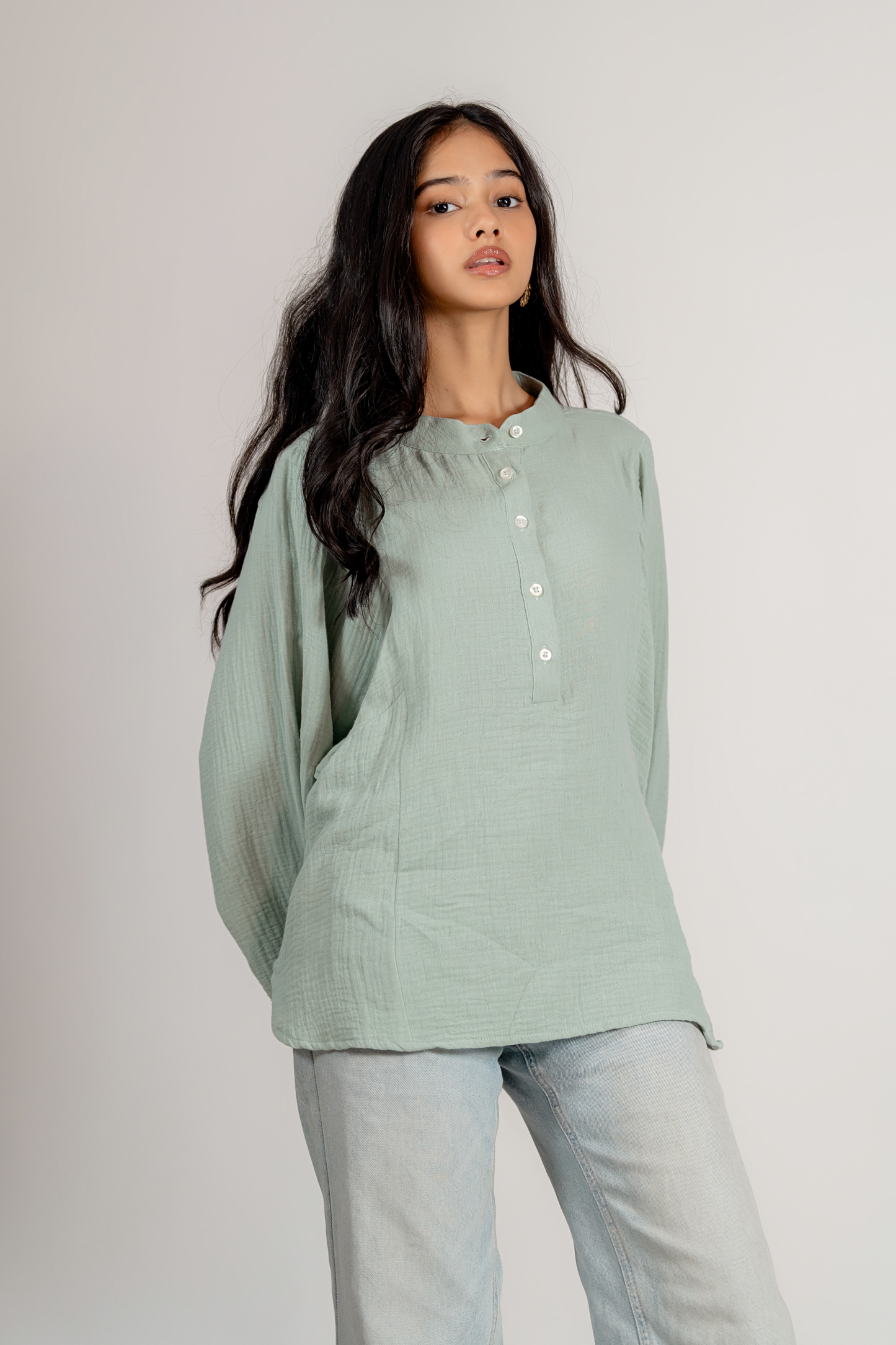 Balloon Sleeve Top in Pistachio