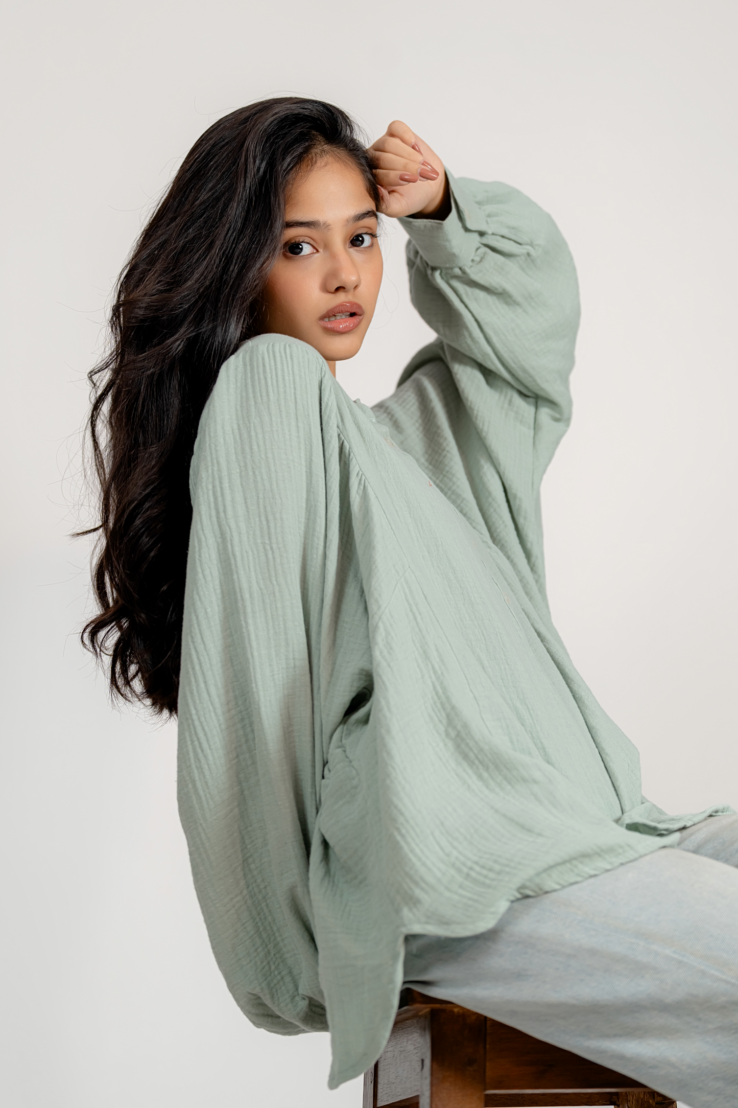 Balloon Sleeve Top in Pistachio