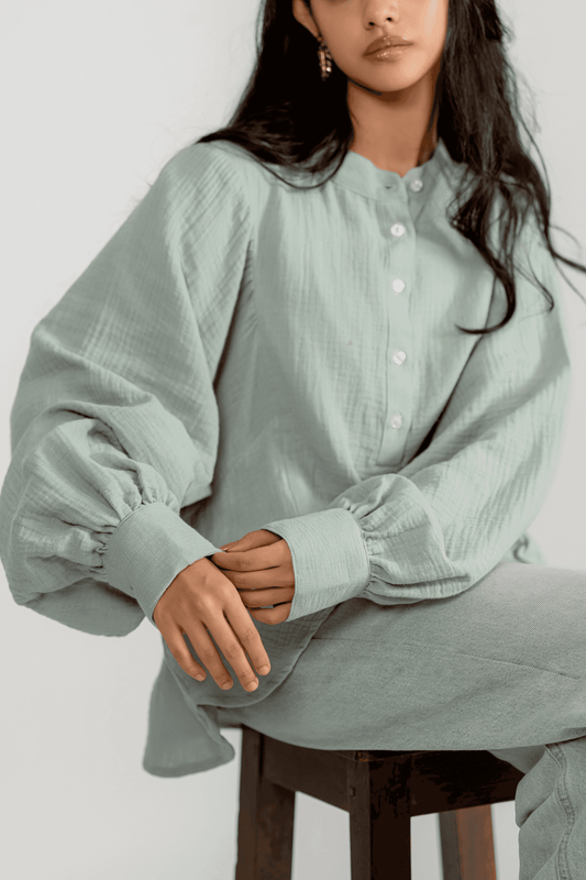 Balloon Sleeve Top in Pistachio