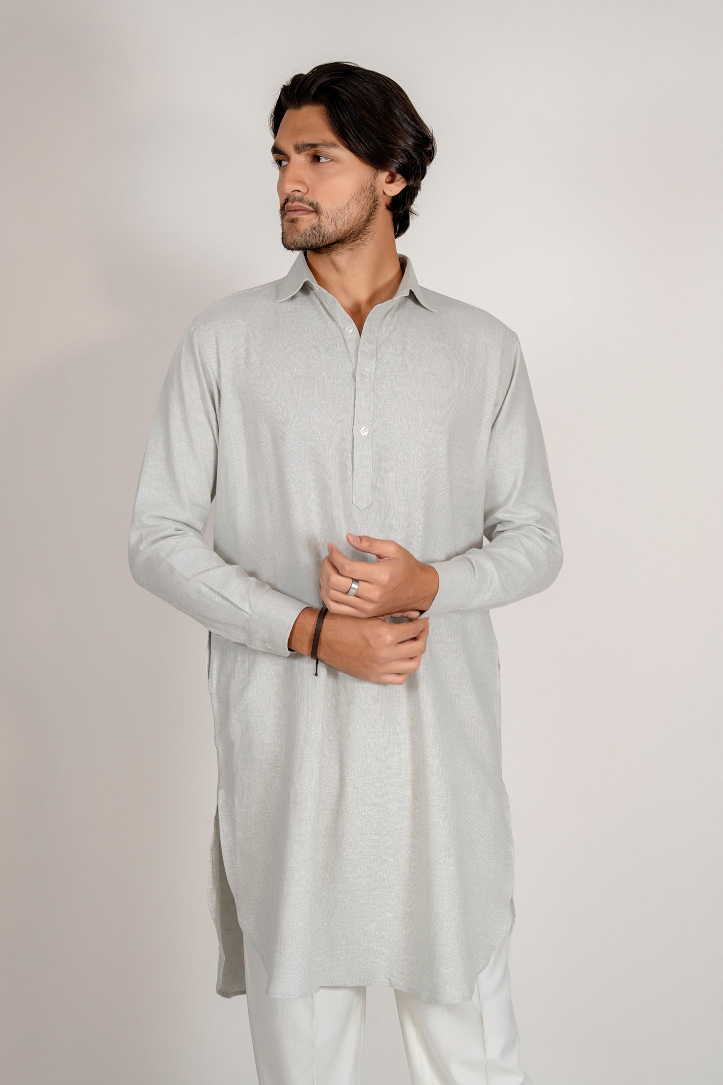 Aarib Structured Contemporary Kurta - Faded Green
