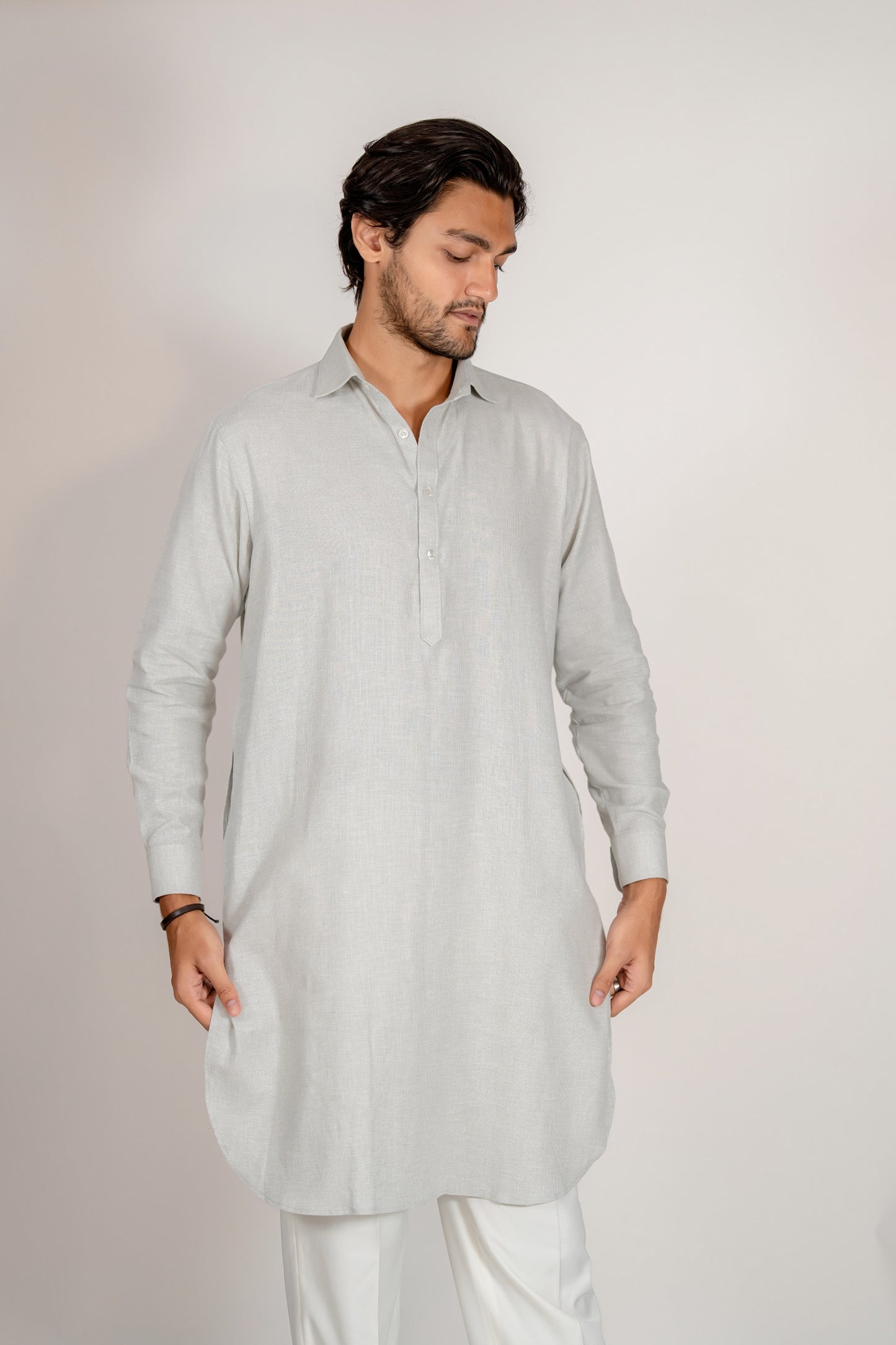 Aarib Structured Contemporary Kurta - Faded Green