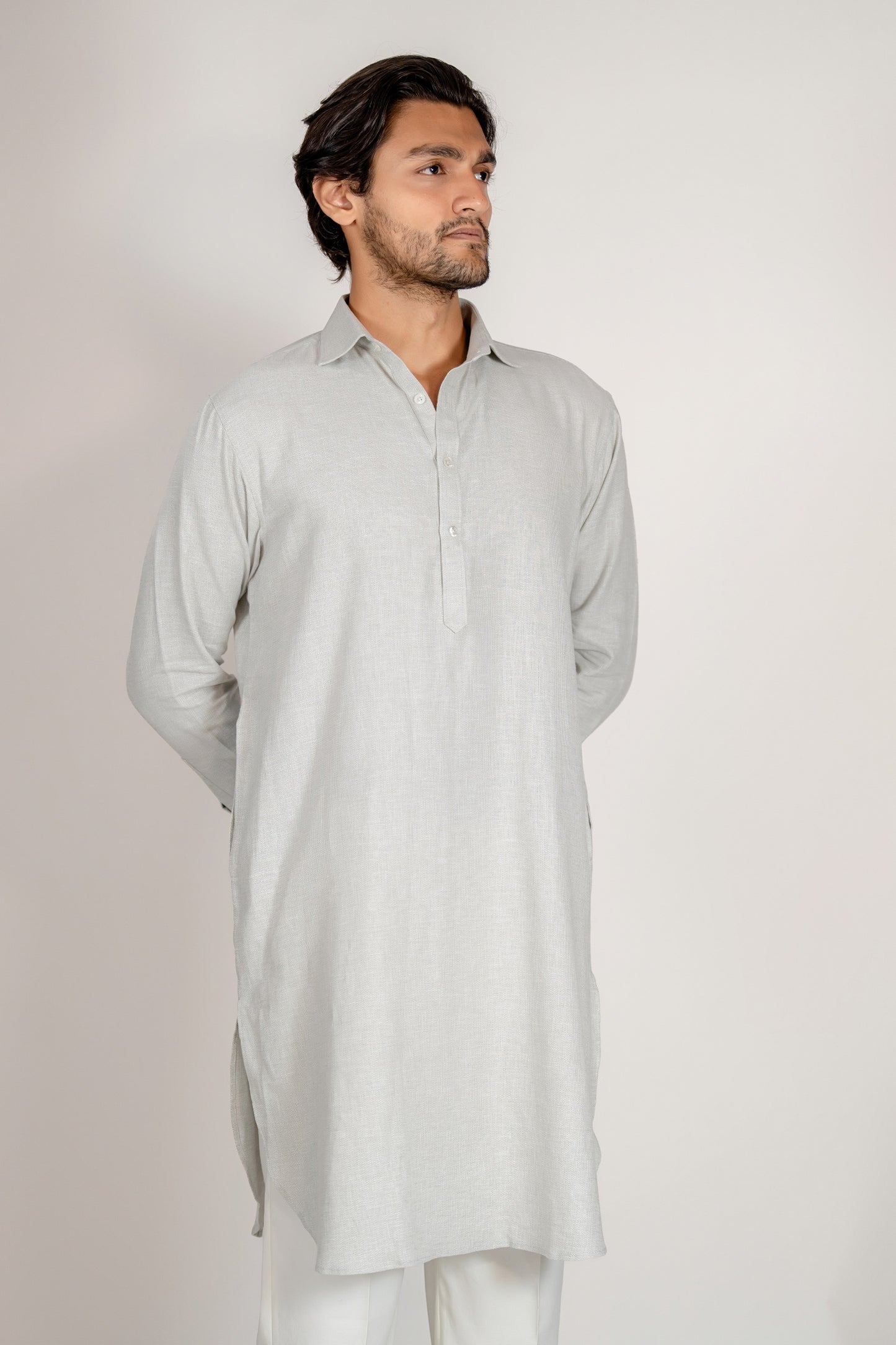 Aarib Structured Contemporary Kurta - Faded Green