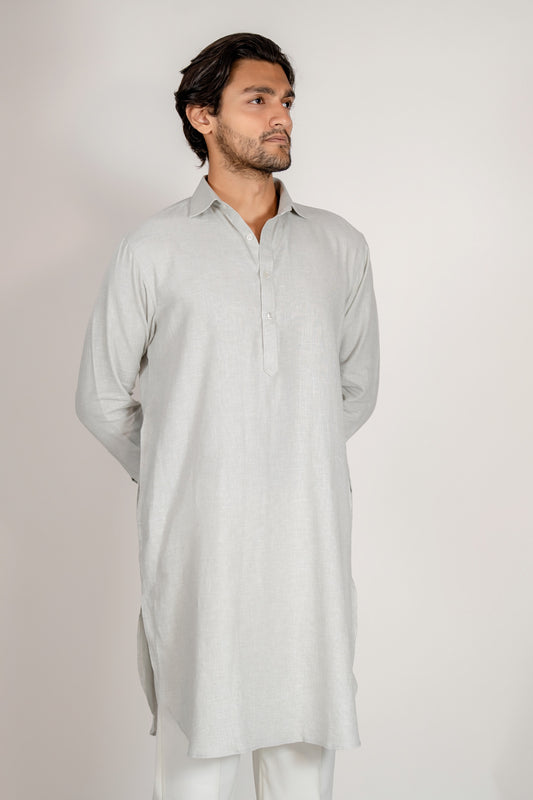 Aarib Structured Contemporary Kurta - Faded Green