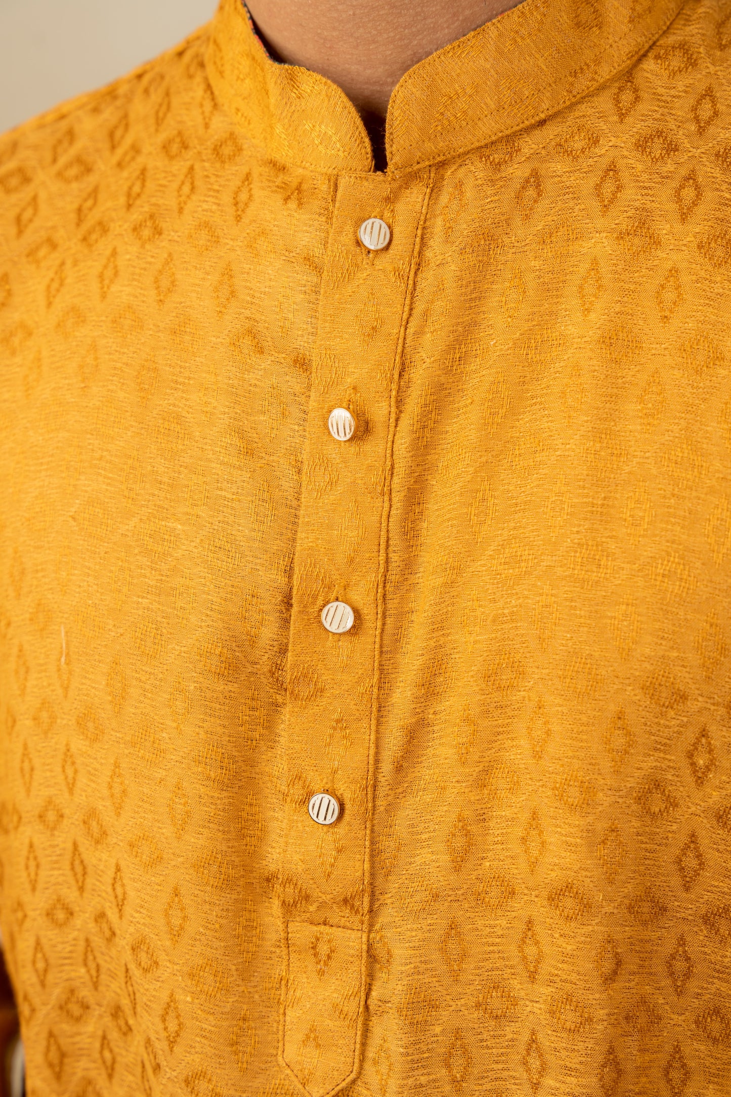 Nahyan Jacquard Panjabi in Rust Gold