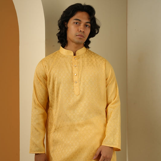 Nahyan Jacquard Panjabi in Matte Gold