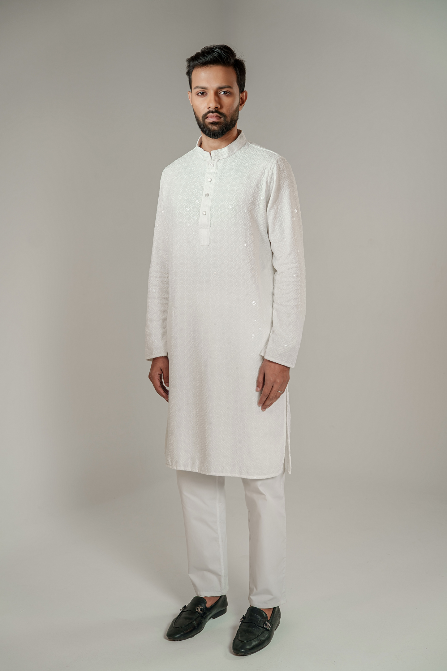 Zameer Embroidered Panjabi – White