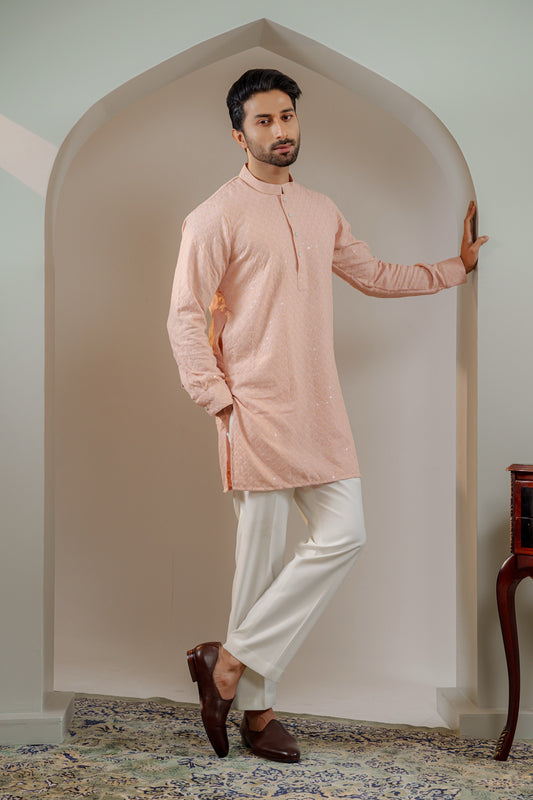 Ayaaz Embroidered Panjabi – Peach
