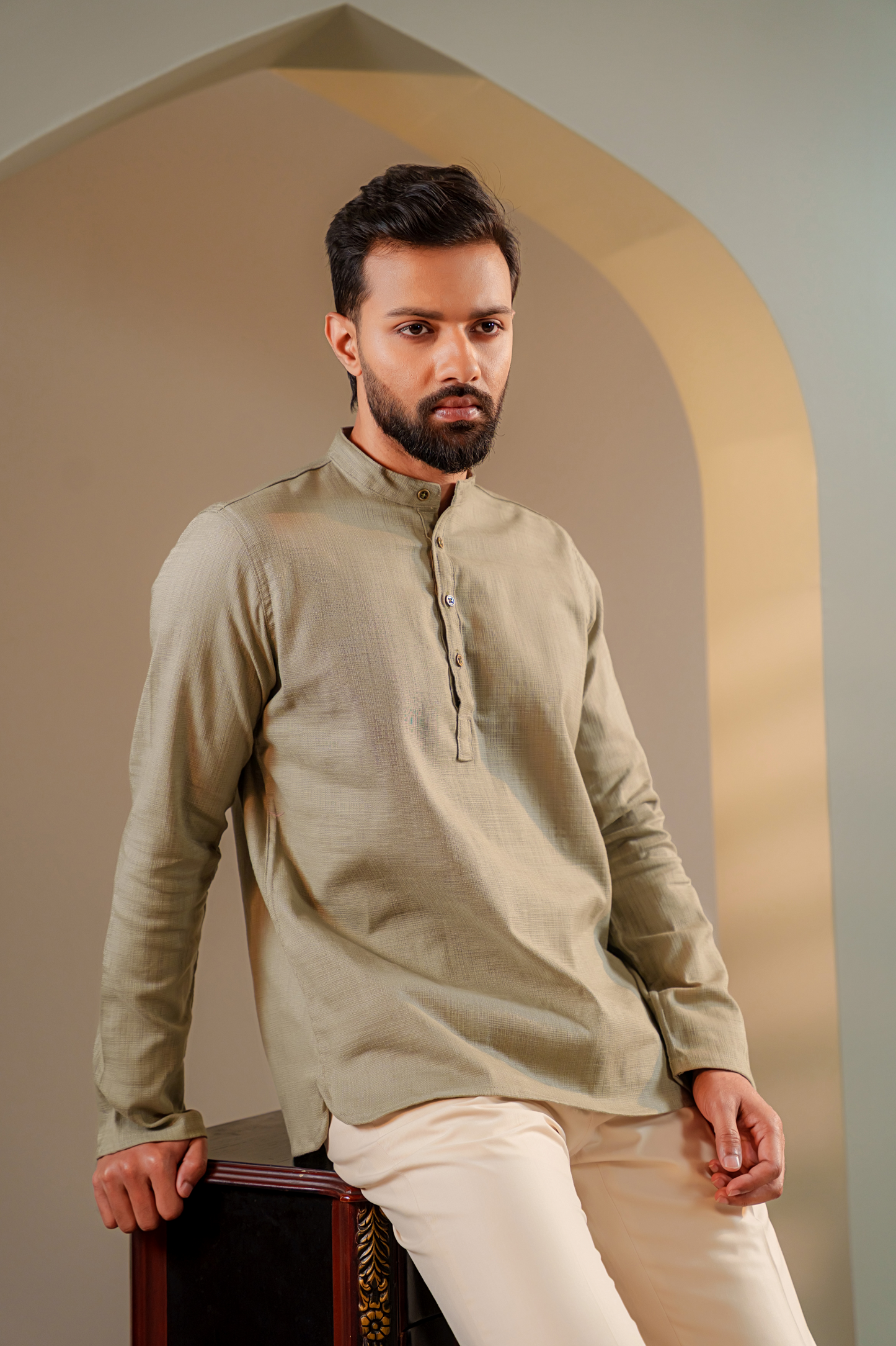 Naeel Short Kurta in Sage Green