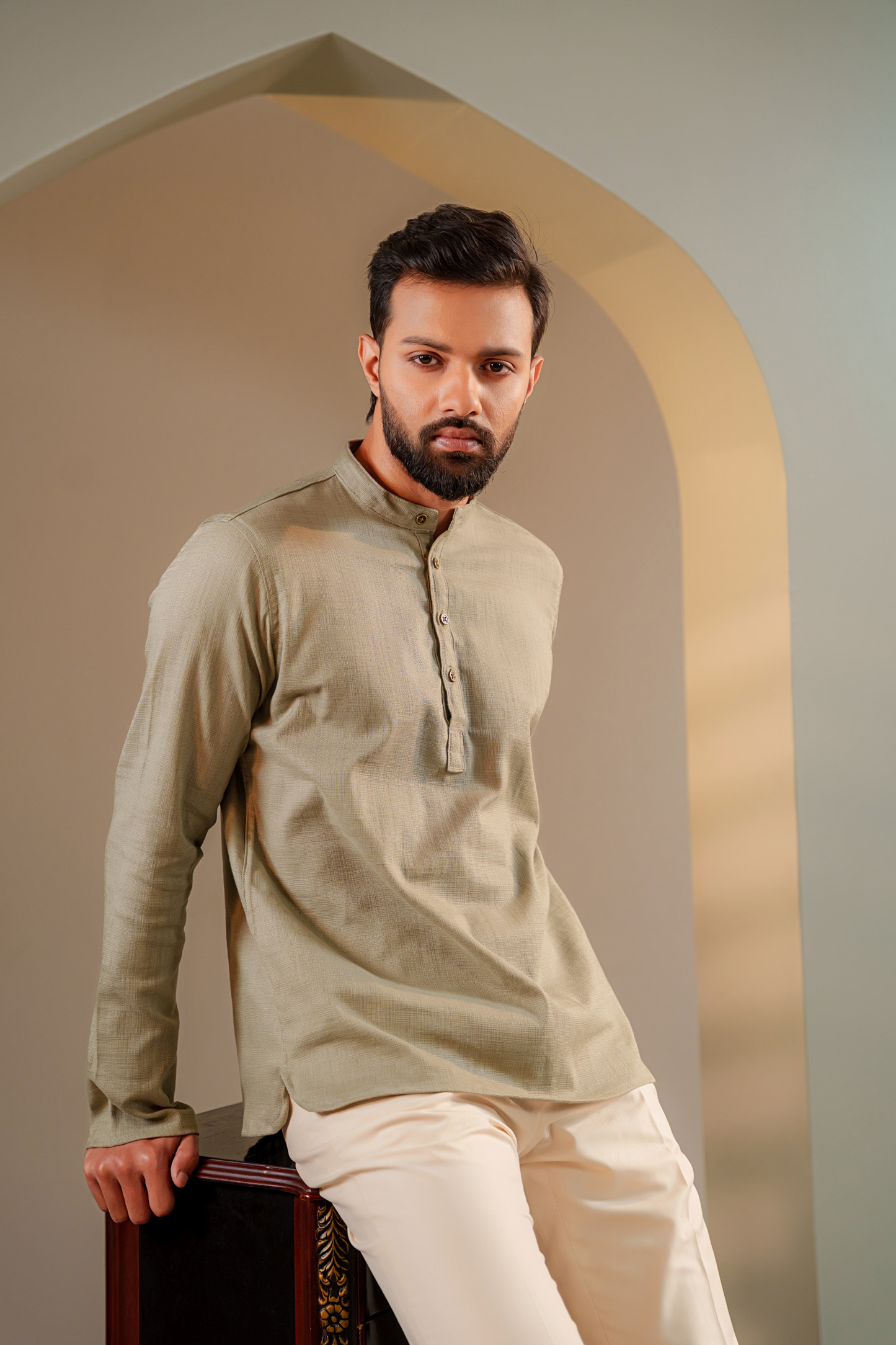 Naeel Short Kurta in Sage Green