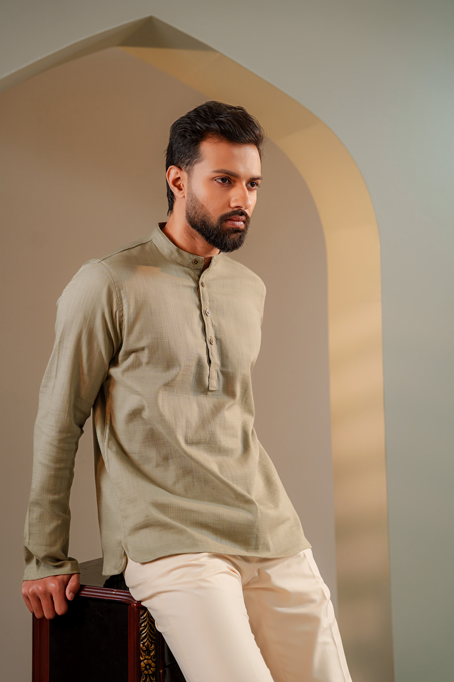 Naeel Short Kurta in Sage Green