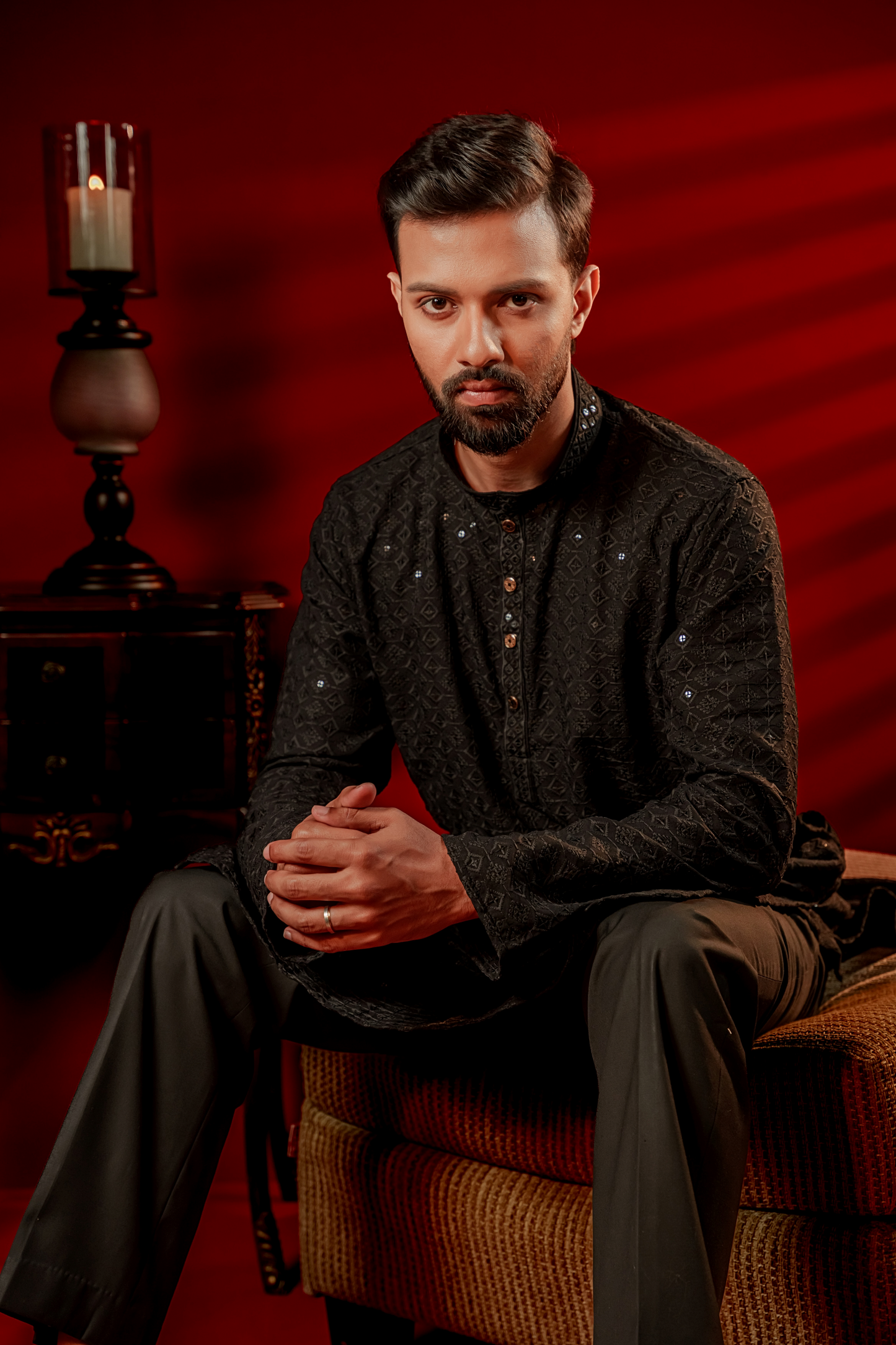 Zameer Embroidered Panjabi – Black