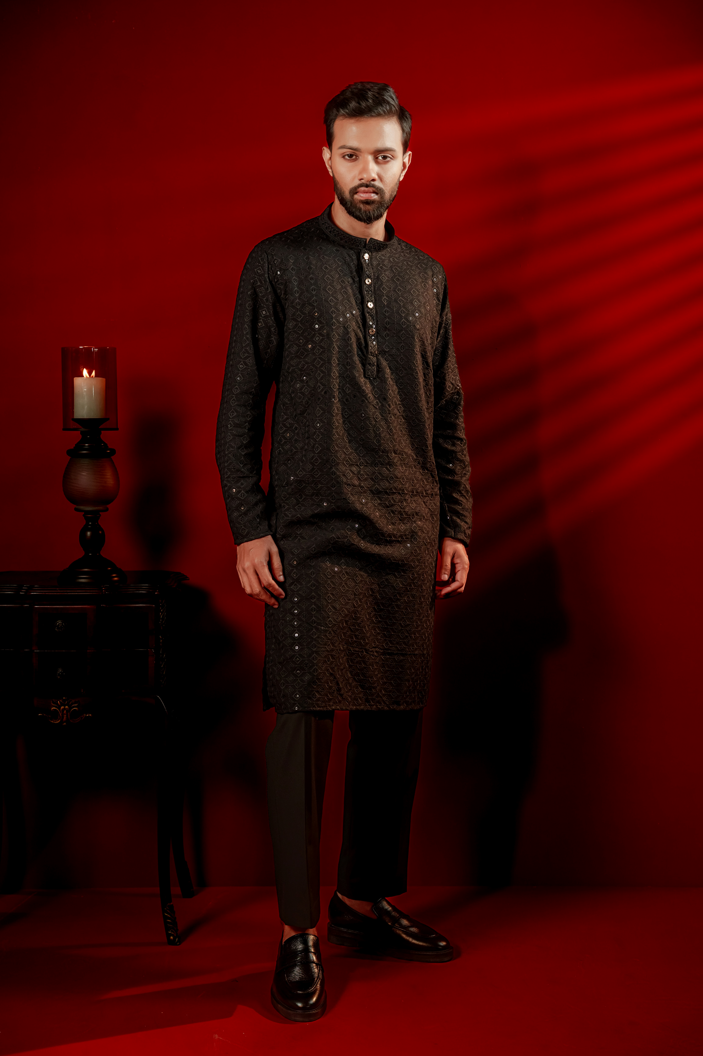 Zameer Embroidered Panjabi – Black