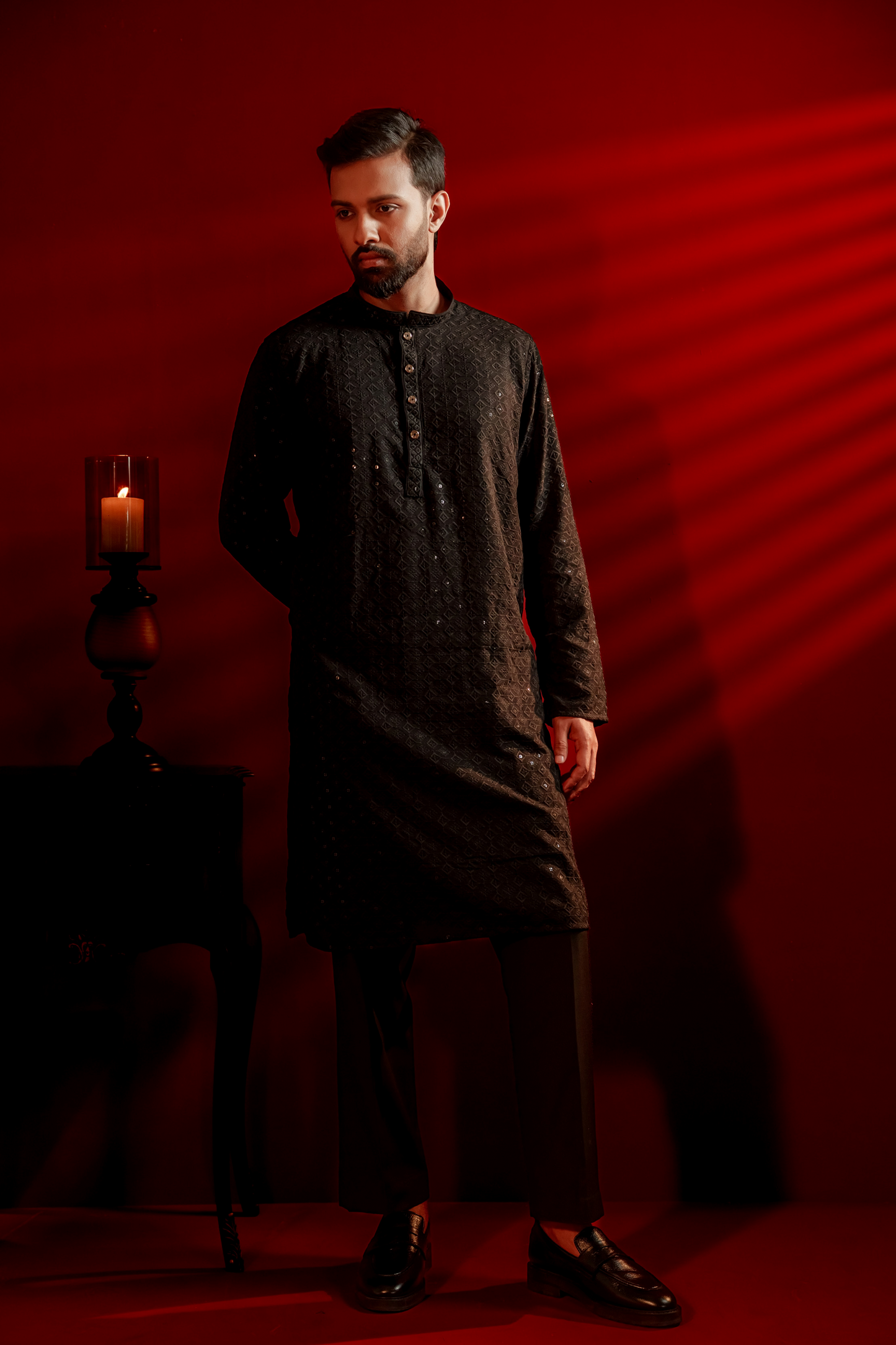 Zameer Embroidered Panjabi – Black