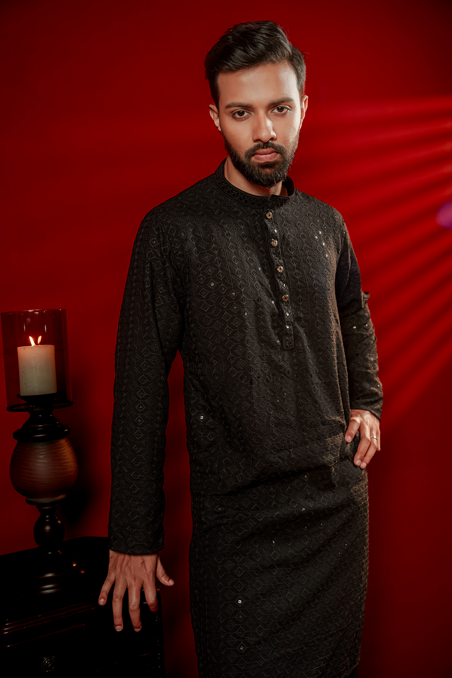 Zameer Embroidered Panjabi – Black