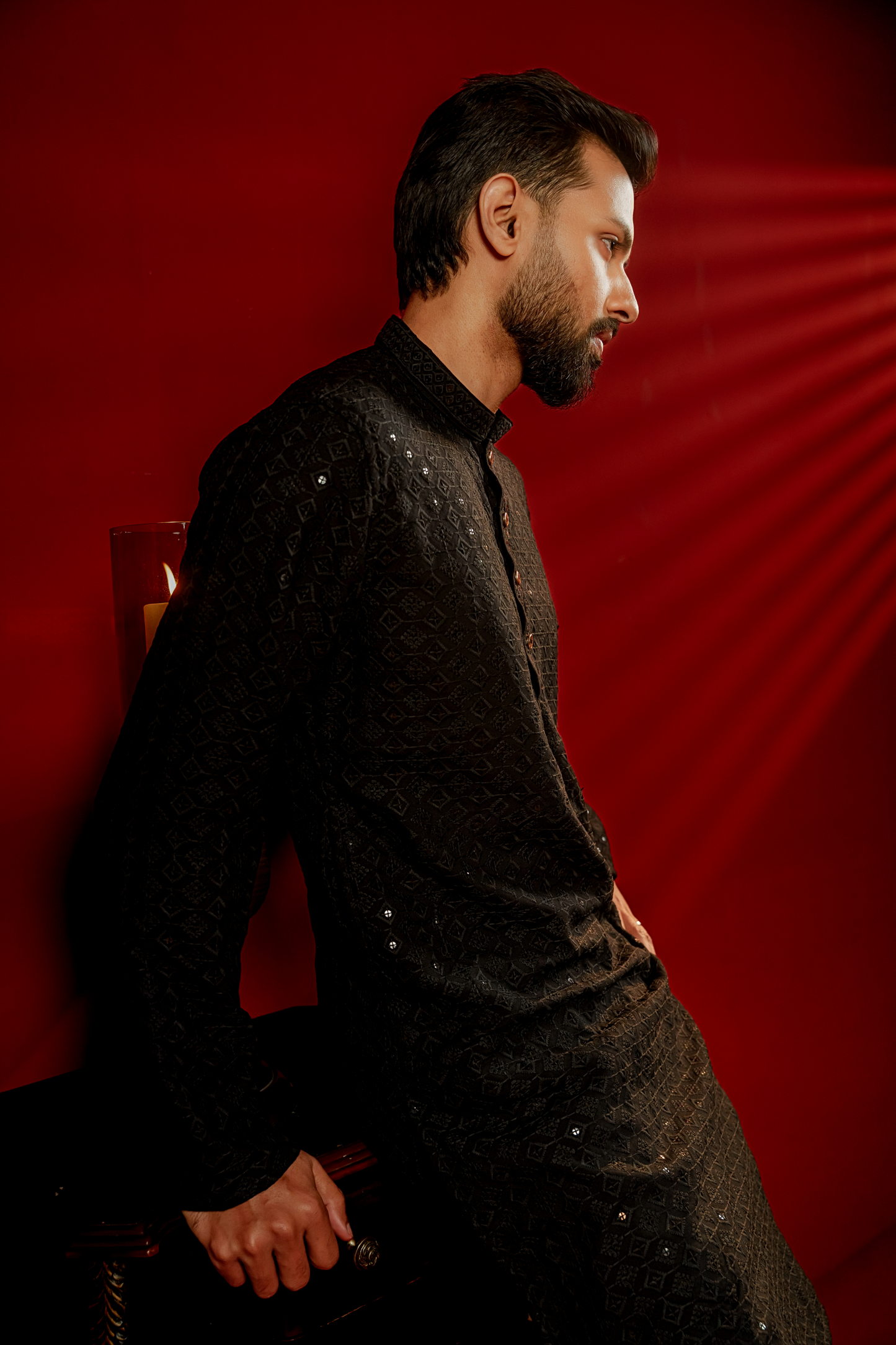 Zameer Embroidered Panjabi – Black