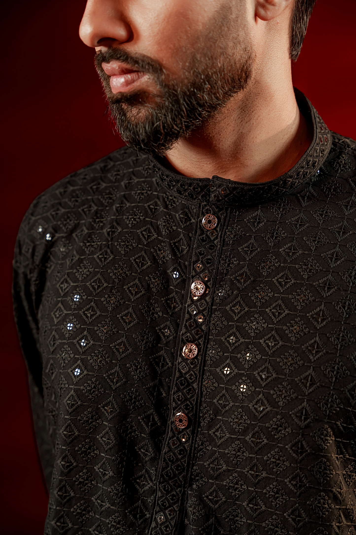 Zameer Embroidered Panjabi – Black