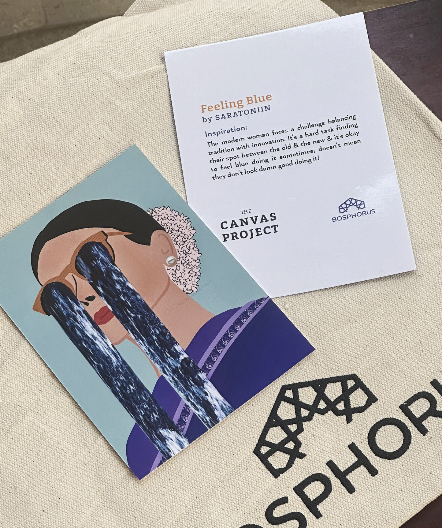 Feeling Blue Print Medium Tote Bag