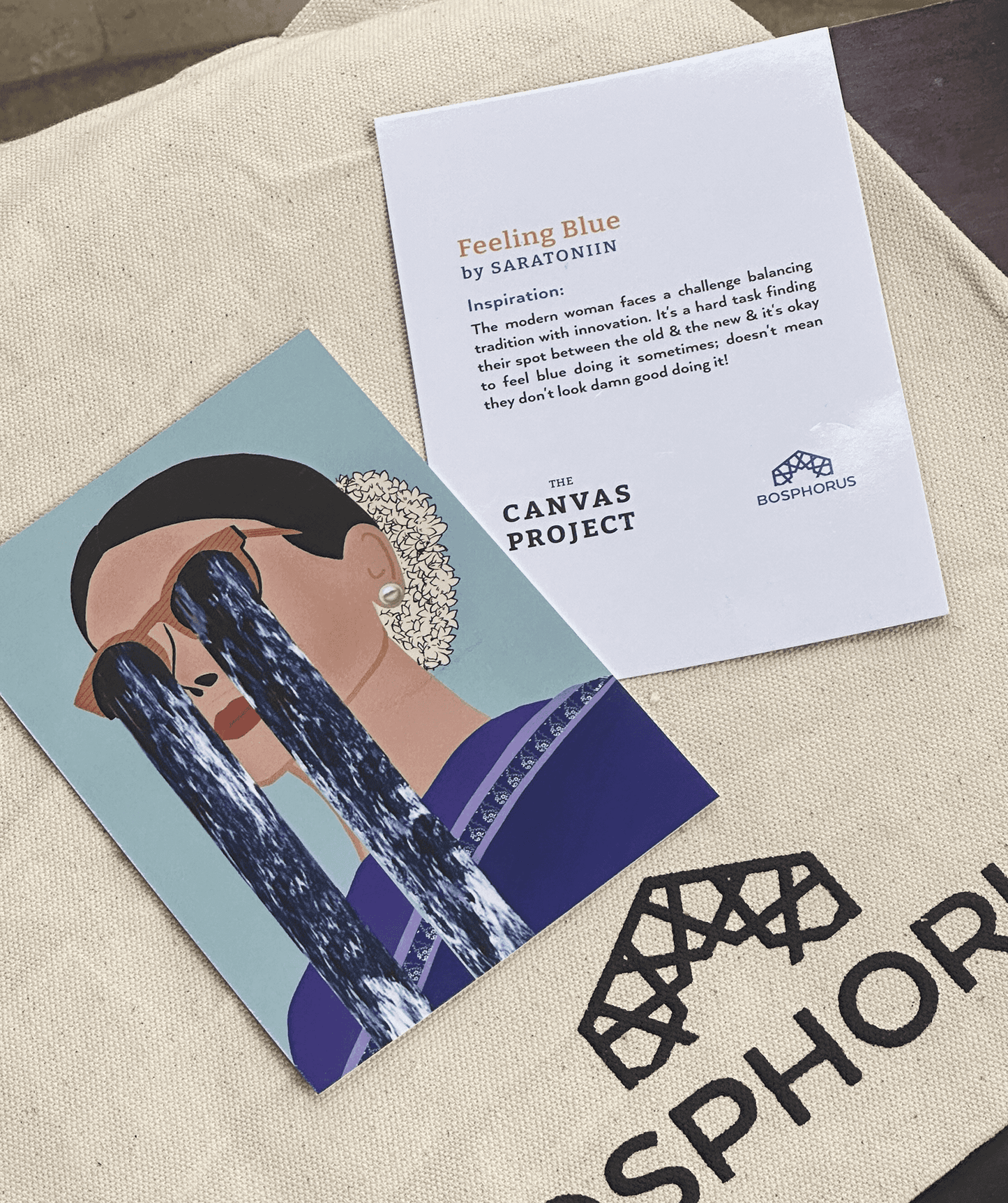 Feeling Blue Print Medium Tote Bag