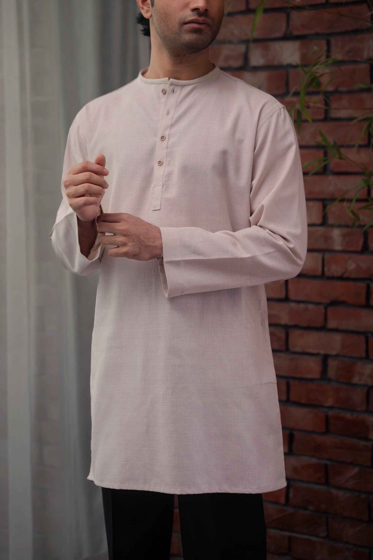 Shehzan Contemporary Panjabi In Oatmeal