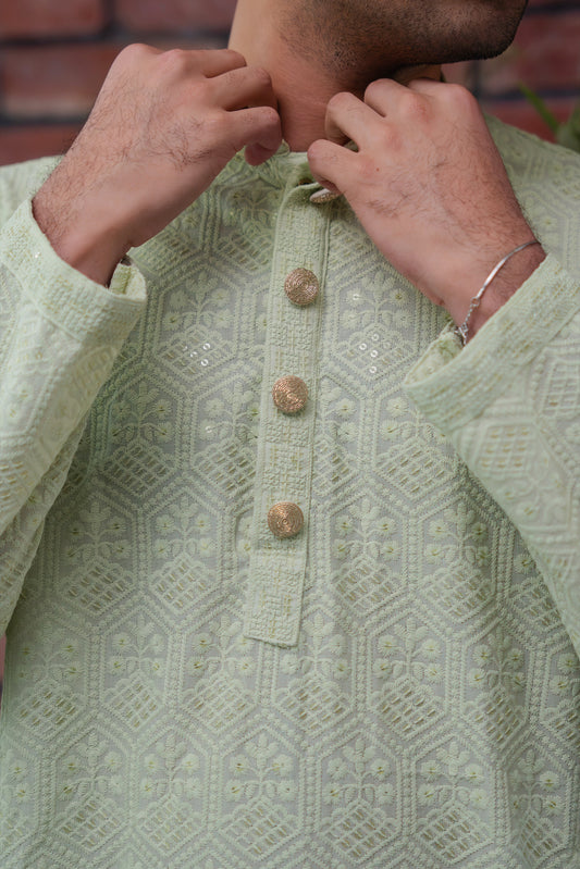 Ishaan Panjabi in Pastel Green