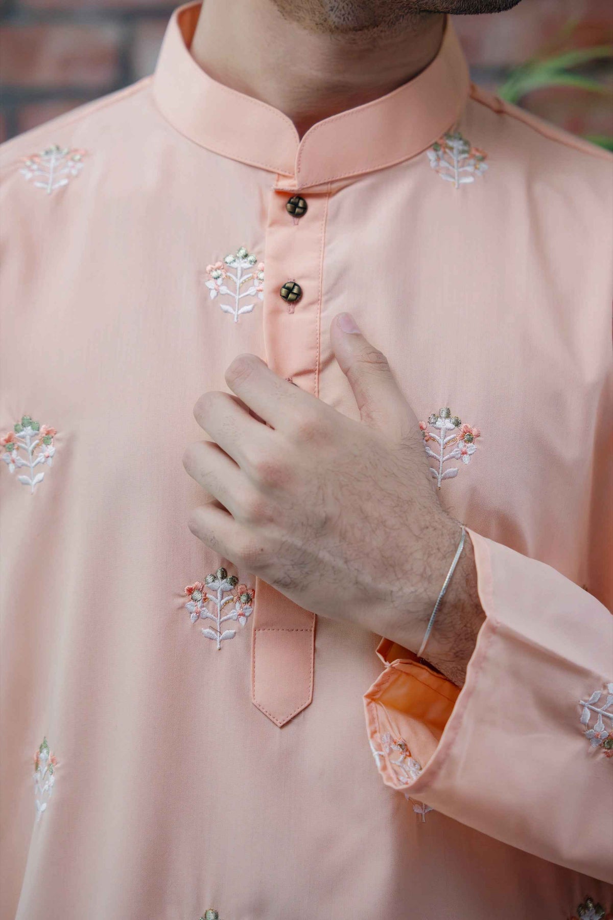 Emir Embroidered Panjabi in Apricot