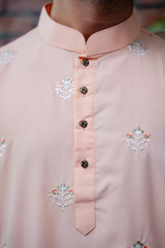 Emir Embroidered Panjabi in Apricot