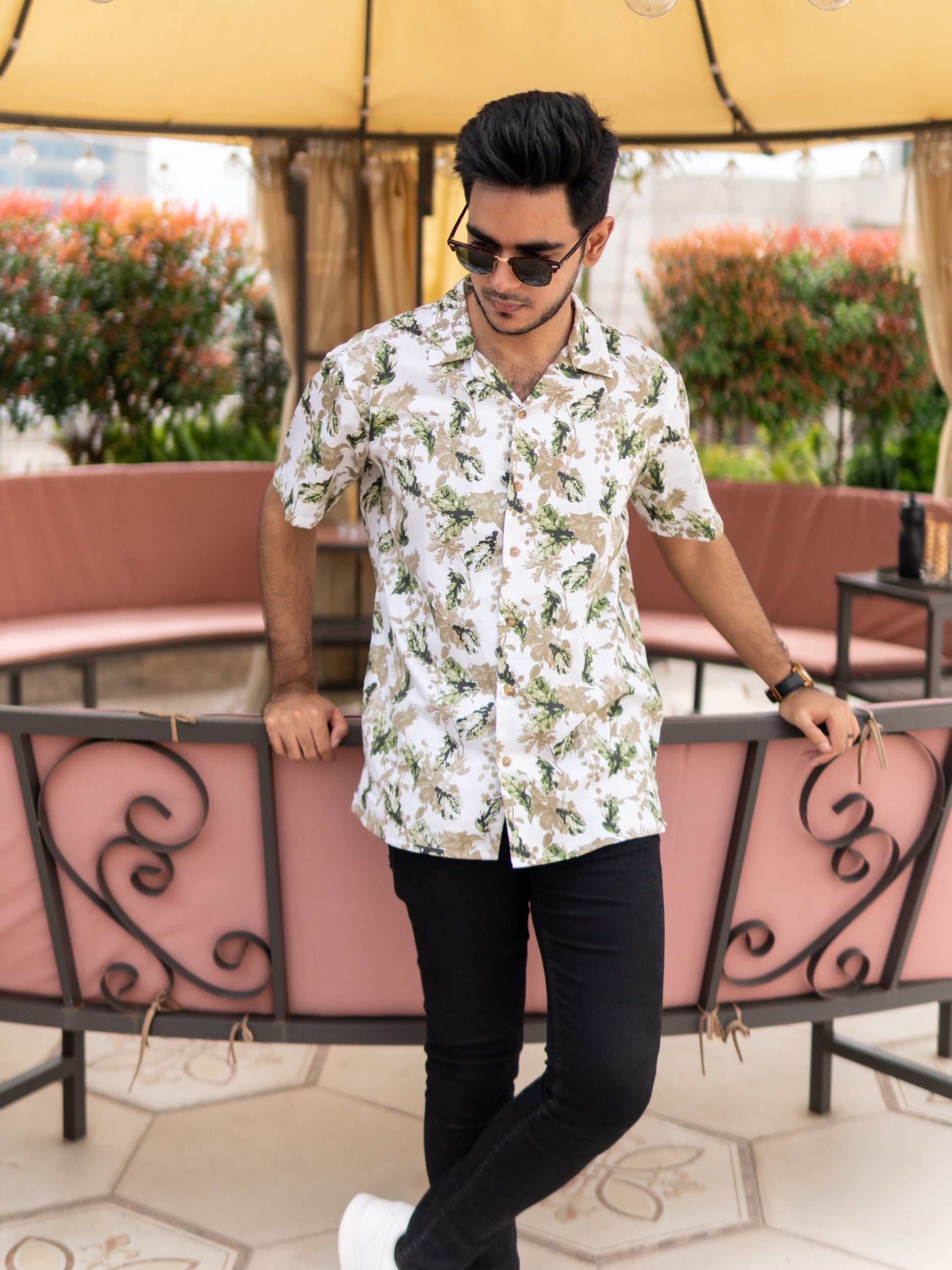 Green Floral Print Shirt - Bosphorus Fashion
