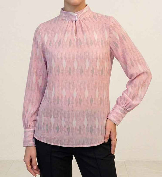 Dusty Pink Printed High Neck Top