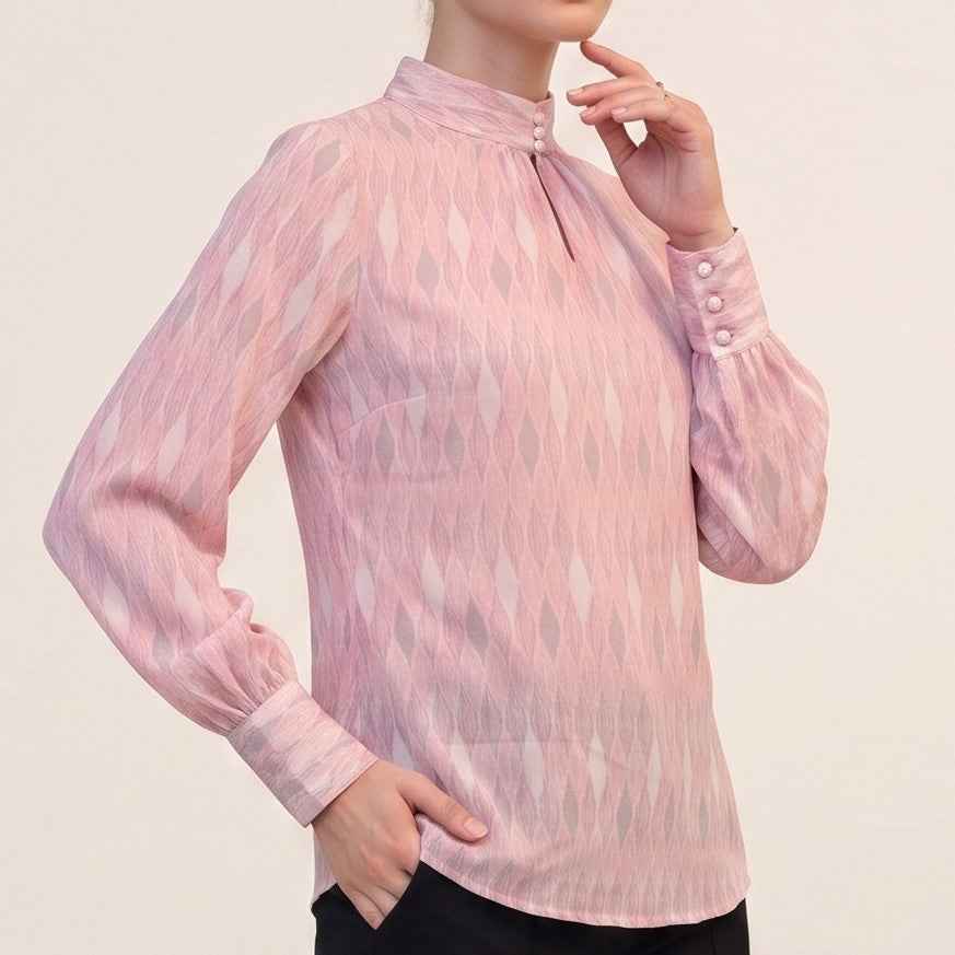 Dusty Pink Printed High Neck Top