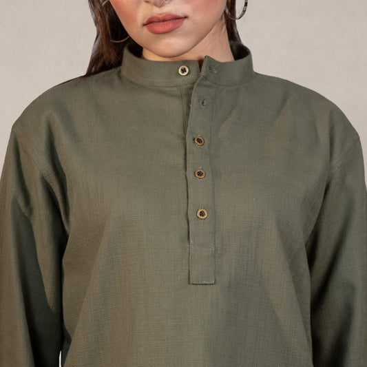 Naeel Contemporary Kurta In Olive