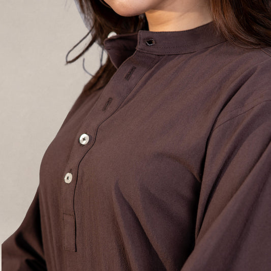 Sorrento Popover Henley Shirt –  Brown