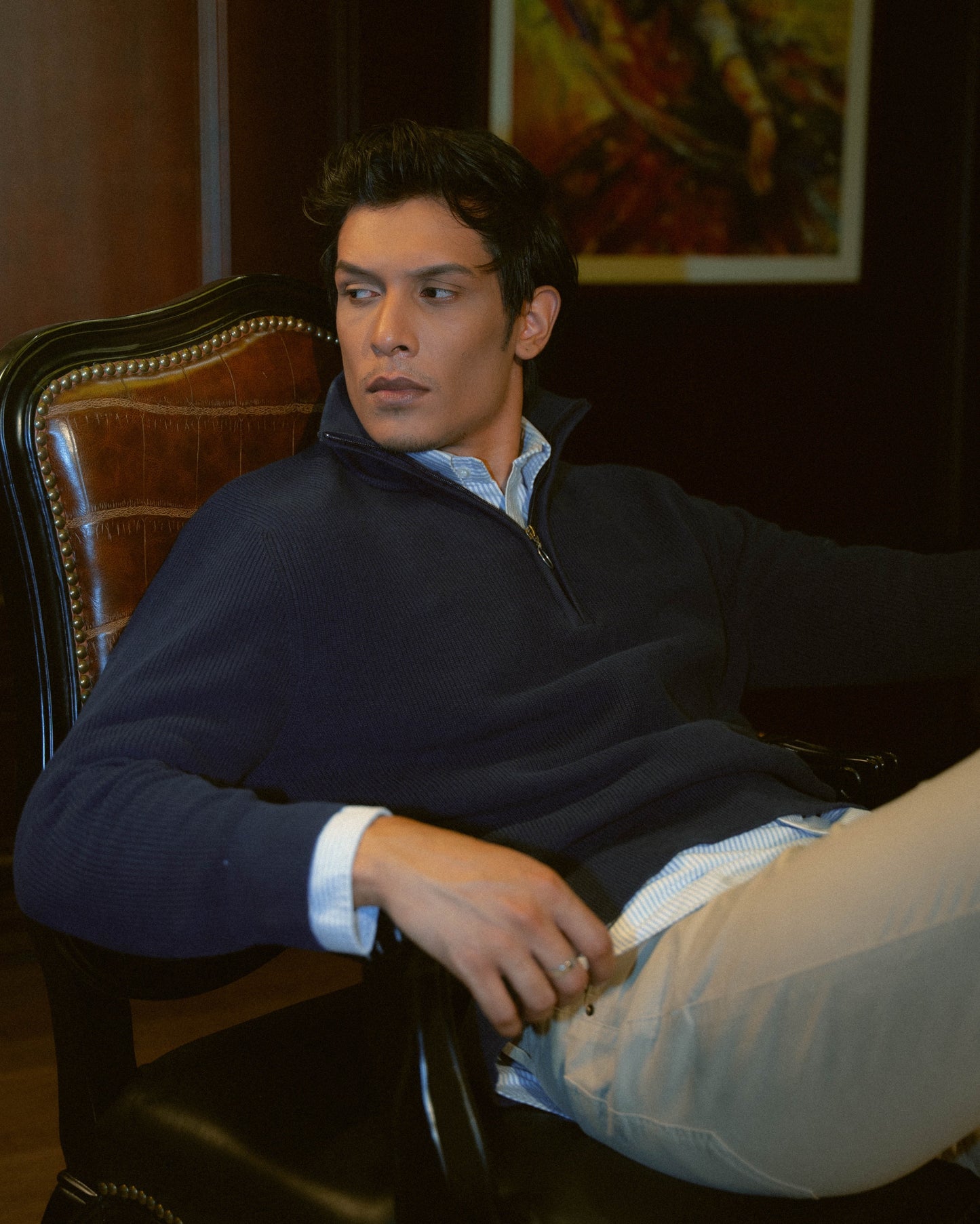 Navy Quarter Zip Sweater