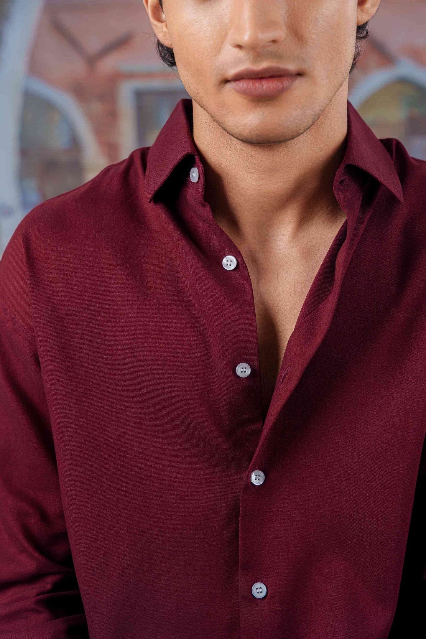 Emilio Oxblood Drape Shirt