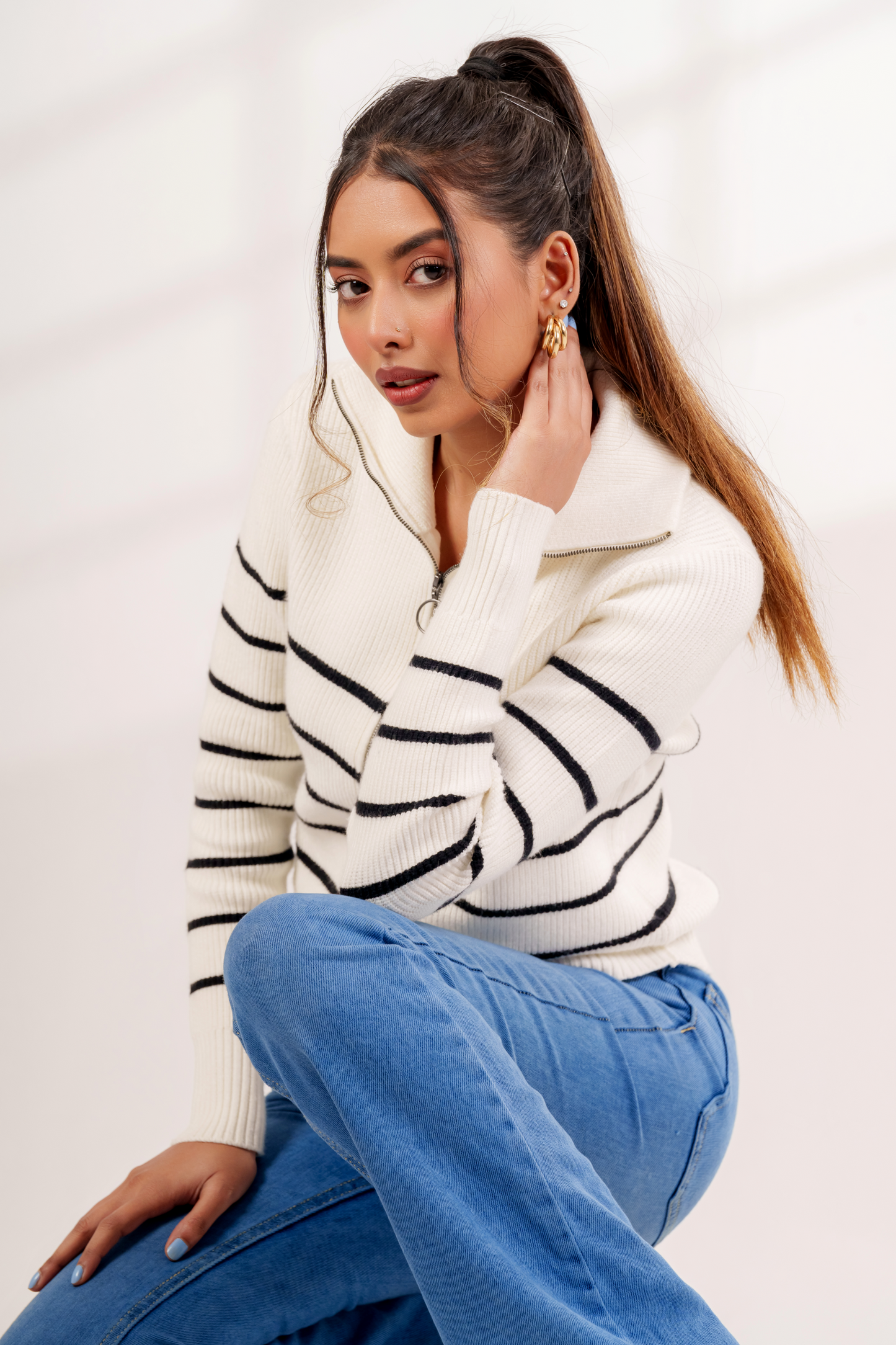 Marine Zip-Through Sweater