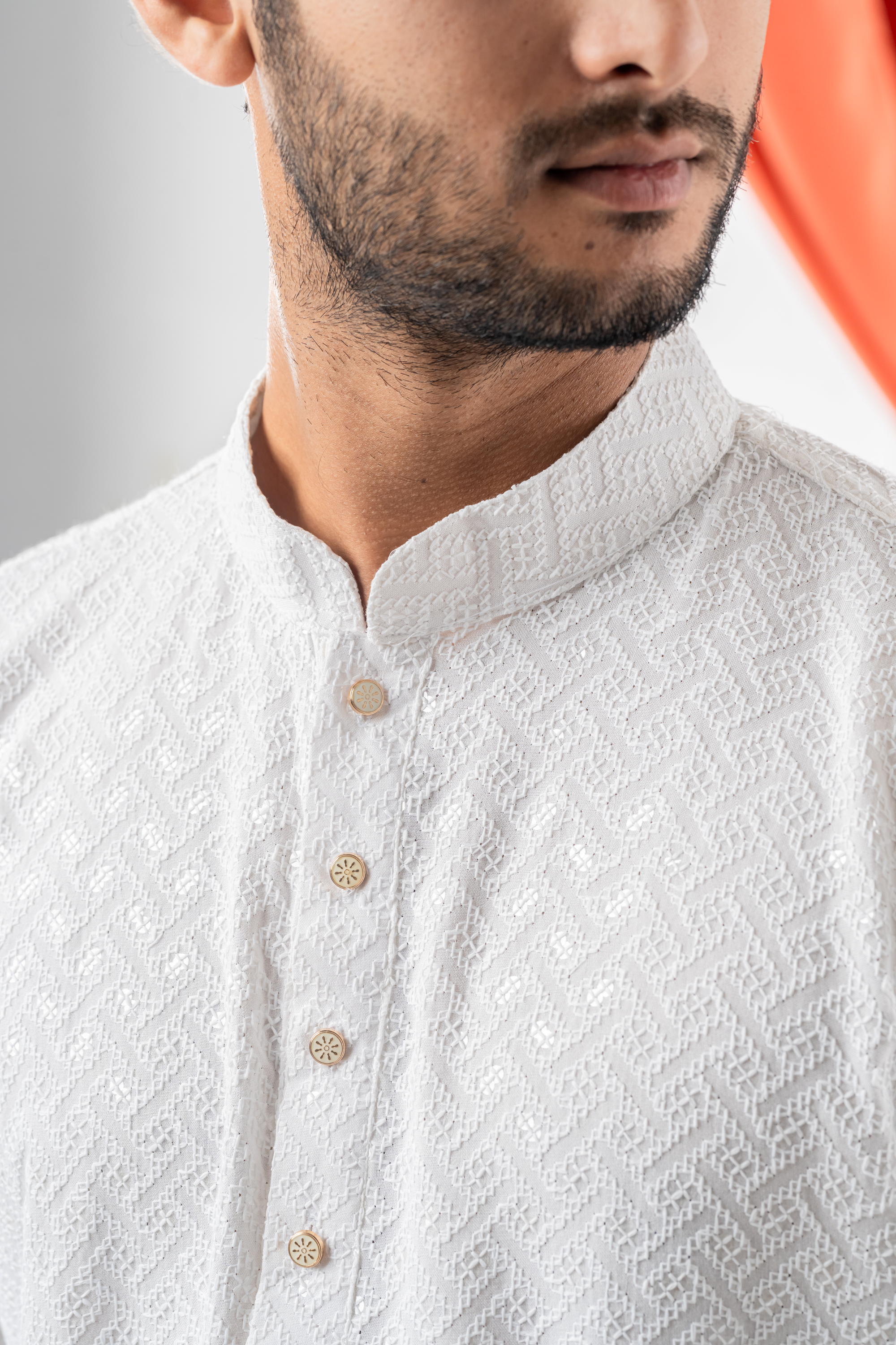 Feisal Embroidered Punjabi in Polar White
