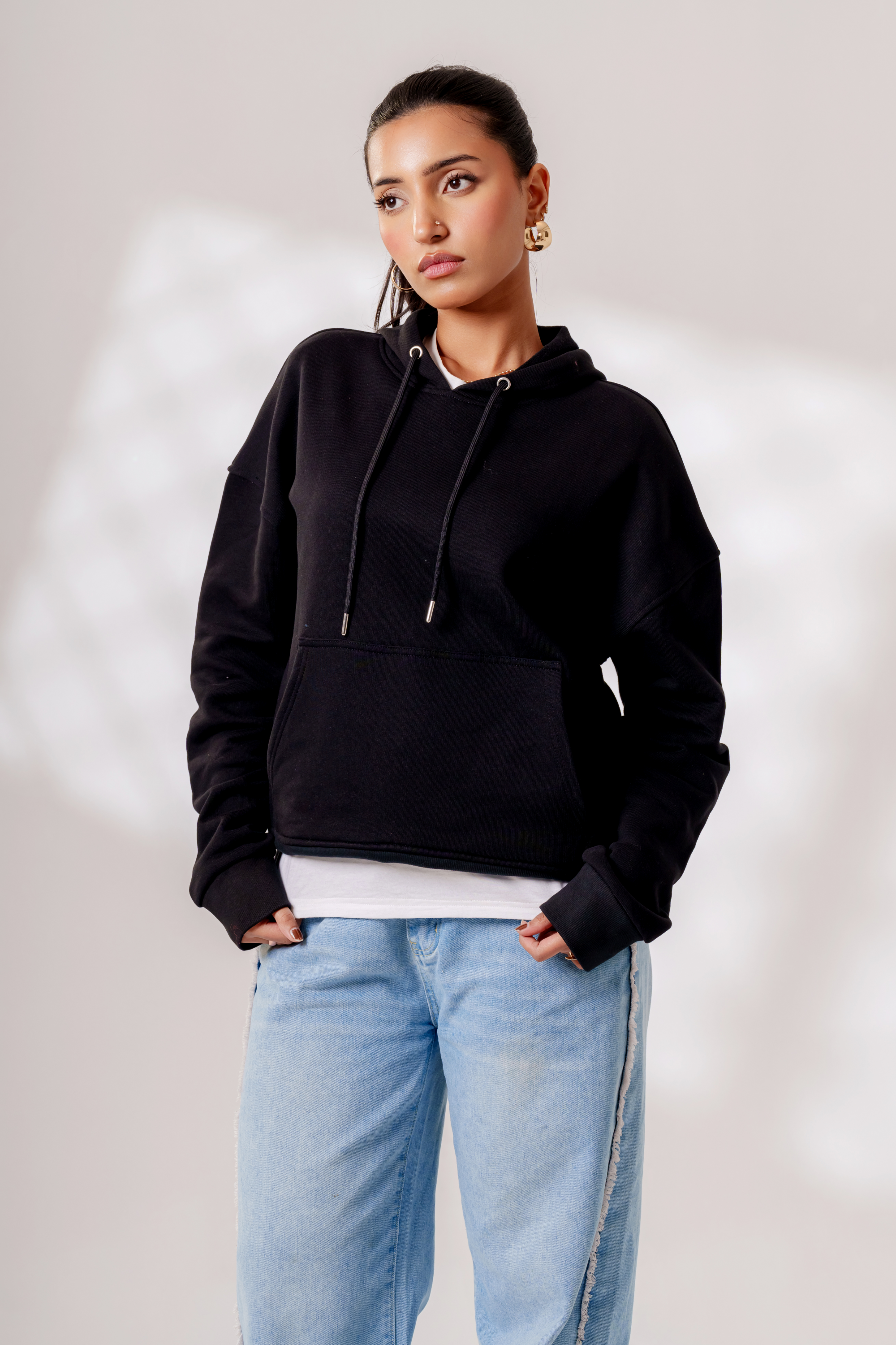 'Guilty Pleasure' Oversized Hoodie in Jet Black