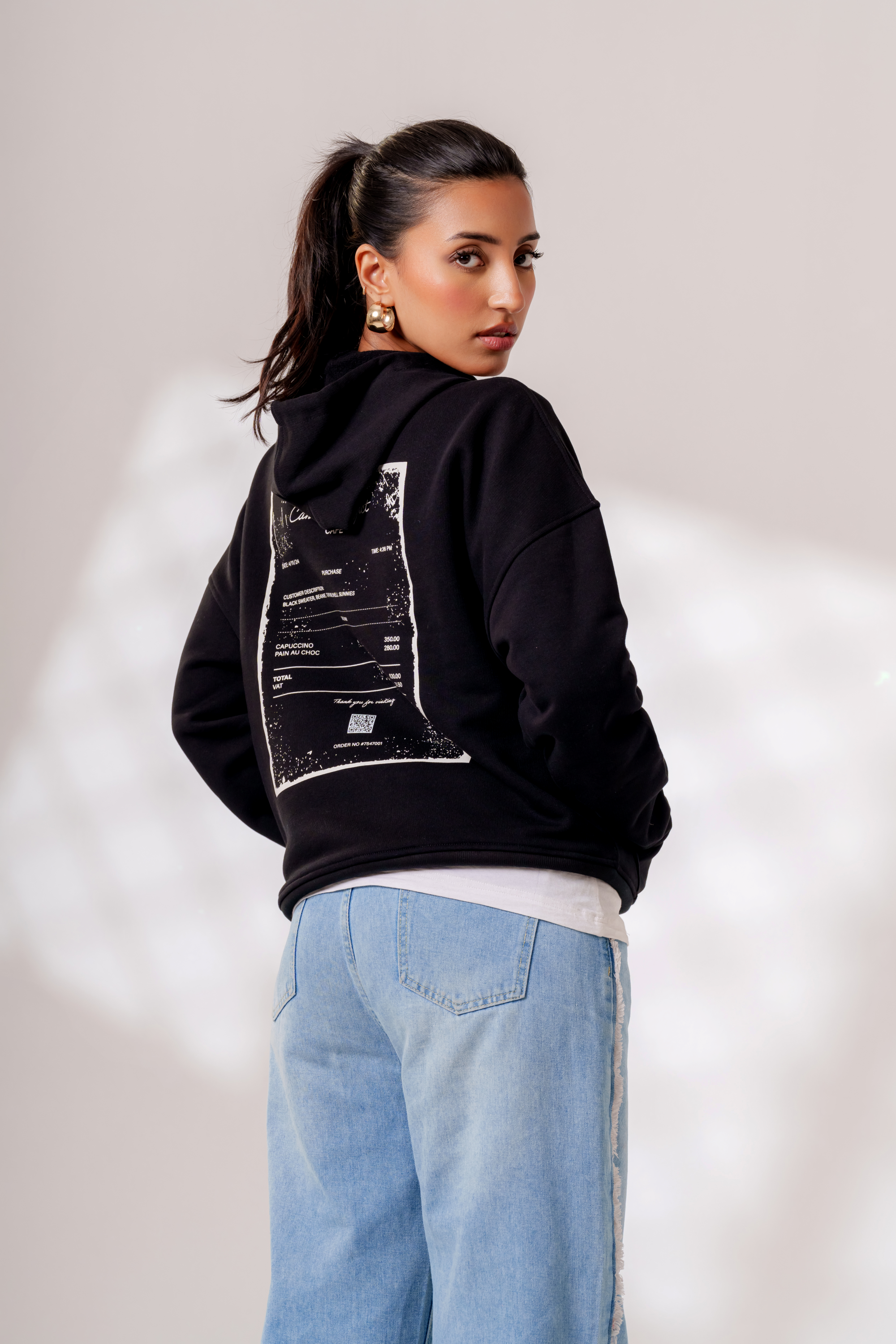 'Guilty Pleasure' Oversized Hoodie in Jet Black