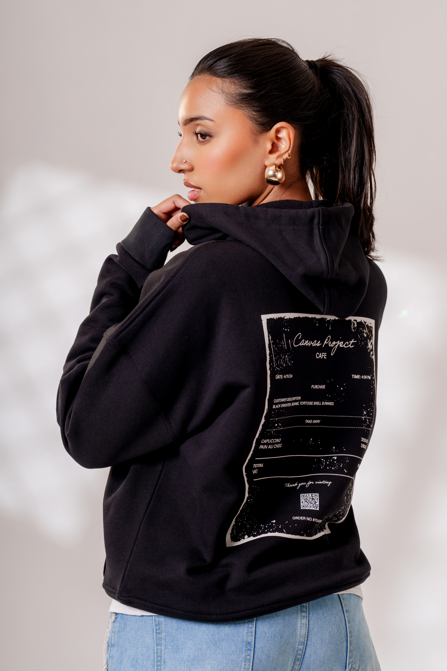 'Guilty Pleasure' Oversized Hoodie in Jet Black